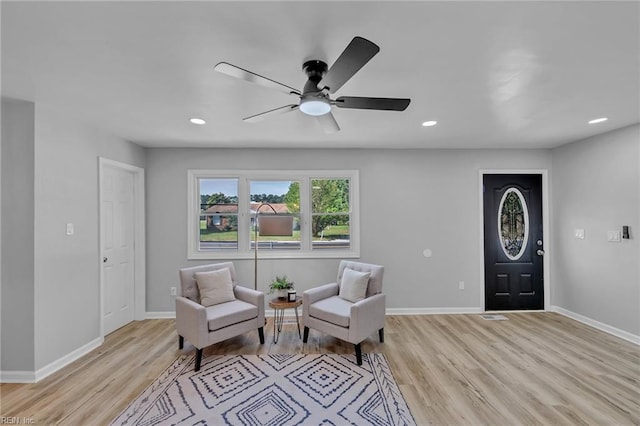1226 Penniman Rd, Williamsburg, VA 23185 - sitting room with light wood finished floors, a ceiling fan, and recessed lighting