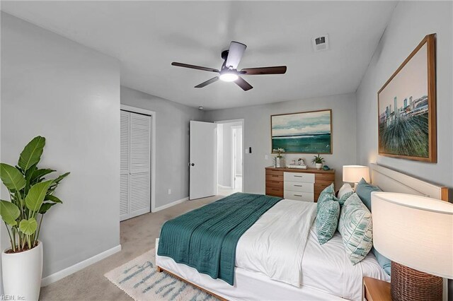 1226 Penniman Rd, Williamsburg, VA 23185 - carpeted bedroom featuring a closet and ceiling fan