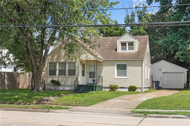 8048 Tidewater Dr, Norfolk, VA 23505 - new england style home with driveway, an outbuilding, a garage, and crawl space