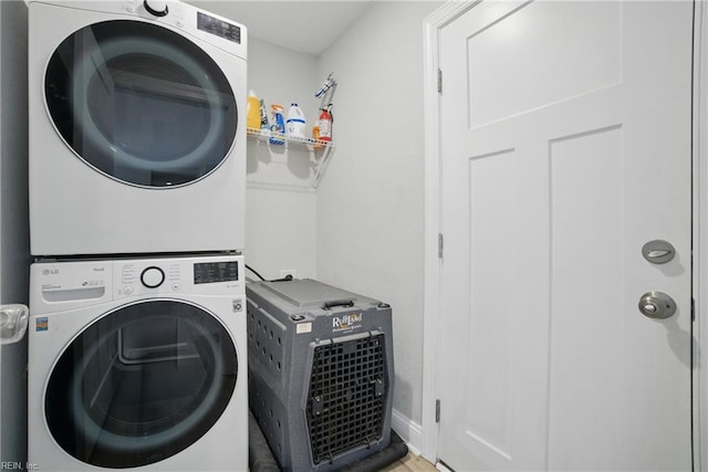 116 B St, Moyock, NC 27958 - laundry room featuring estacked washer and dryer