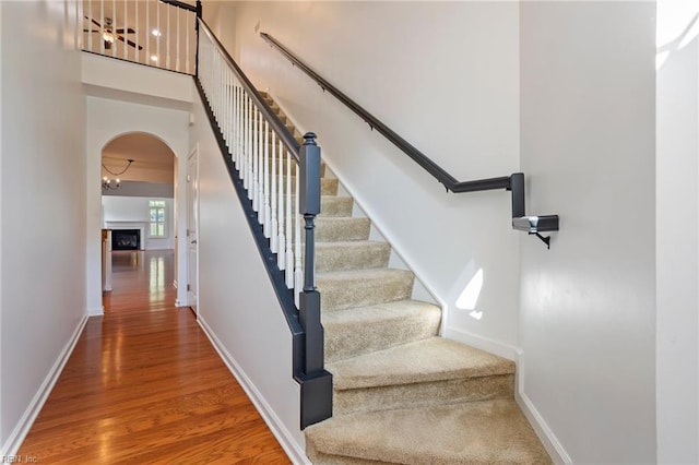 4048 Coronation, Williamsburg, VA 23188 - stairs with arched walkways and wood finished floors