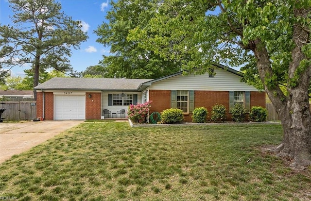 5497 Rutledge Rd, Virginia Beach, VA 23464 - single story home with brick siding, an attached garage, and concrete driveway