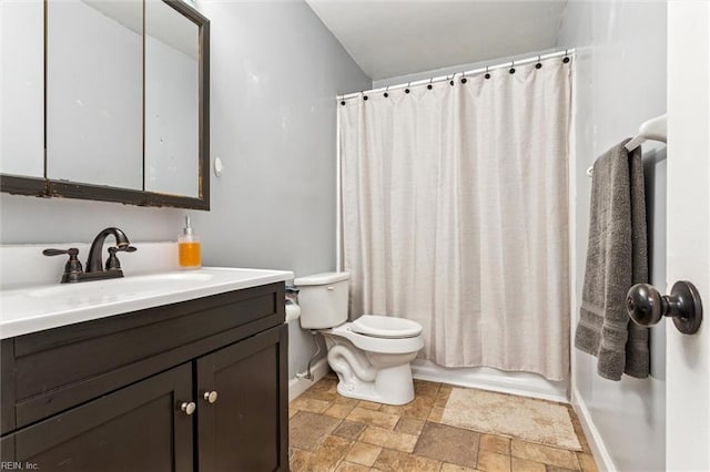 1408 Planting Ct, Virginia Beach, VA 23453 - full bathroom with vanity, stone finish flooring, and shower / bathtub combination with curtain