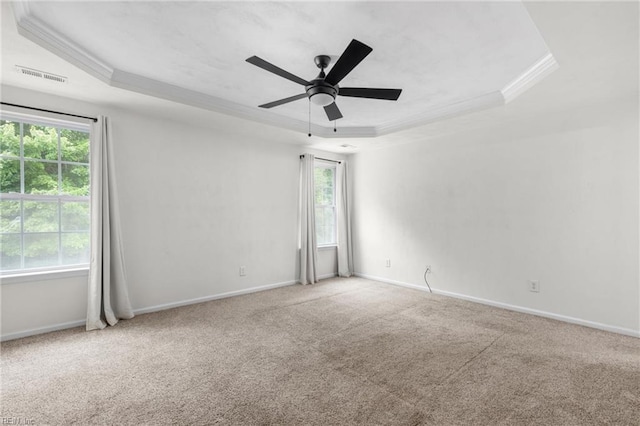 1028 Cathedral Dr, Suffolk, VA 23434 - spare room with a raised ceiling, ornamental molding, healthy amount of natural light, carpet, and ceiling fan