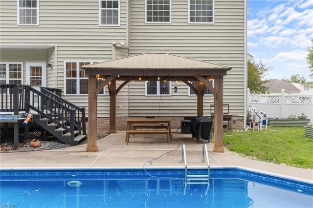 1028 Cathedral Dr, Suffolk, VA 23434 - view of swimming pool featuring a gazebo, a patio area, and grilling area