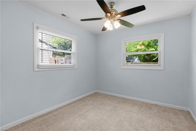 1833 Darville Dr, Hampton, VA 23663 - carpeted spare room with healthy amount of natural light, a ceiling fan, and crown molding