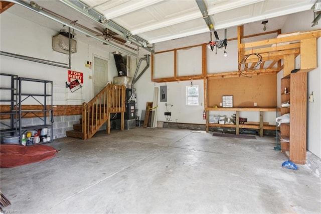 208 Sherbrooke Dr, Newport News, VA 23602 - garage featuring electric panel, a garage door opener, and heating unit
