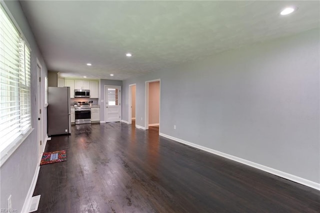 194 Railroad St, Williamsburg, VA 23185 - unfurnished living room with dark wood finished floors and recessed lighting