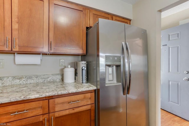 5225 Thatcher Way, Virginia Beach, VA 23456 - kitchen with stainless steel fridge with ice dispenser and brown cabinets