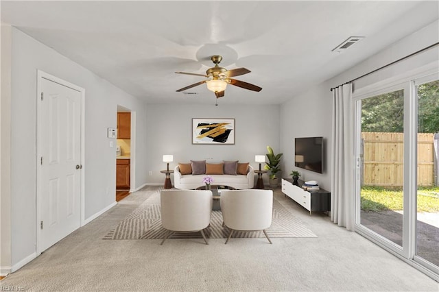 48 Terri Sue Ct, Hampton, VA 23666 - living room with light carpet and a ceiling fan