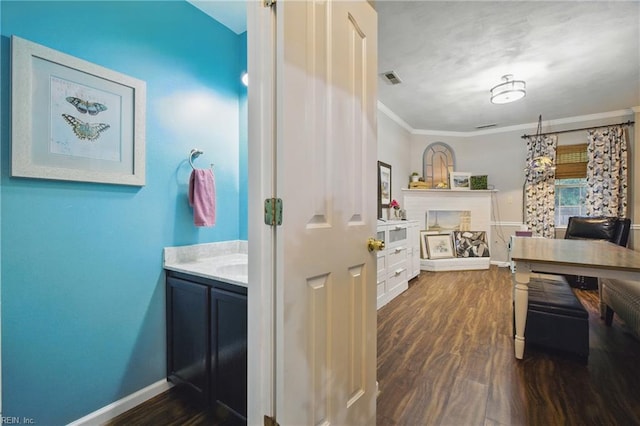 512 S Lake Cir, Chesapeake, VA 23322 - office area featuring dark wood-type flooring and crown molding