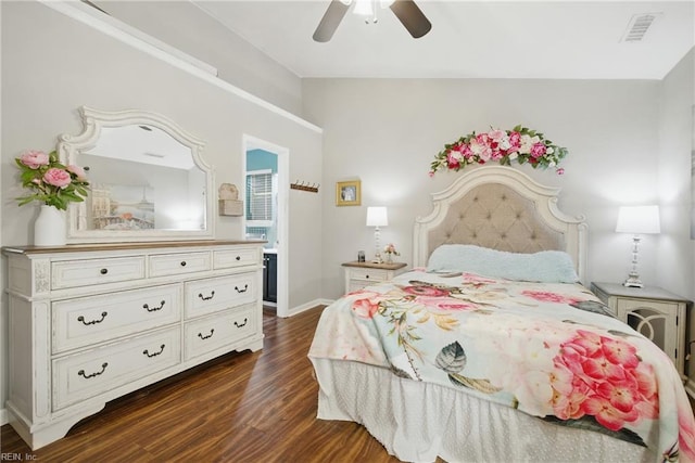 512 S Lake Cir, Chesapeake, VA 23322 - bedroom with dark wood finished floors, lofted ceiling, and ceiling fan
