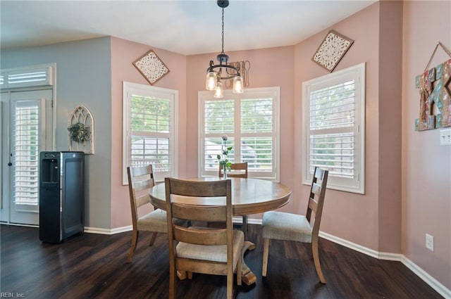4400 Anchor Bend Ct, Chesapeake, VA 23321 - dining area with a chandelier and dark wood-style floors