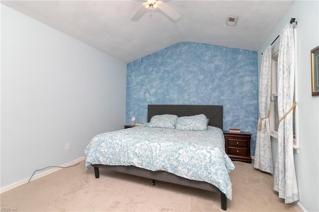 2405 Broadnax Cir, Chesapeake, VA 23323 - carpeted bedroom featuring lofted ceiling, ceiling fan, and an accent wall