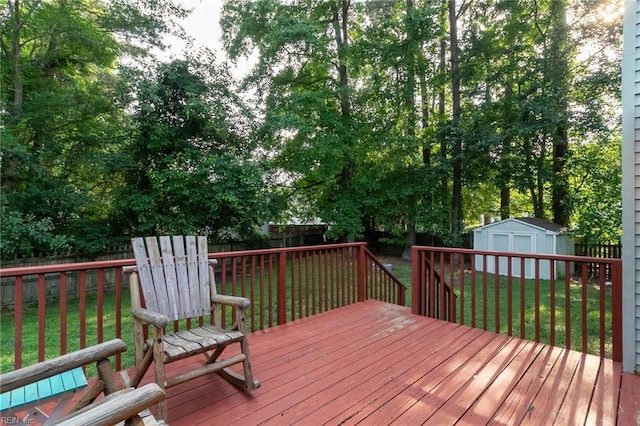 2405 Broadnax Cir, Chesapeake, VA 23323 - wooden terrace featuring a shed and a fenced backyard