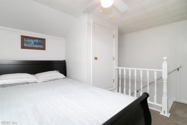 2405 Broadnax Cir, Chesapeake, VA 23323 - carpeted bedroom featuring lofted ceiling and a ceiling fan