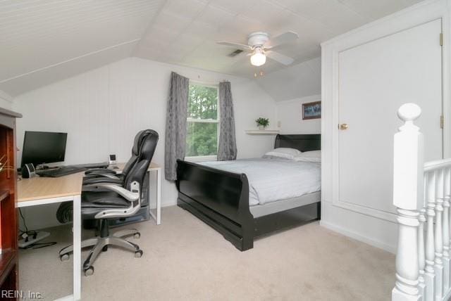 2405 Broadnax Cir, Chesapeake, VA 23323 - bedroom with lofted ceiling, an office area, carpet, and ceiling fan