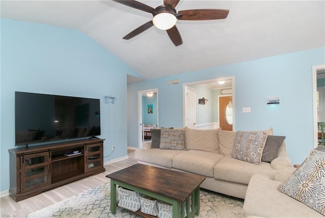 2405 Broadnax Cir, Chesapeake, VA 23323 - living room with a ceiling fan, light wood-type flooring, and vaulted ceiling