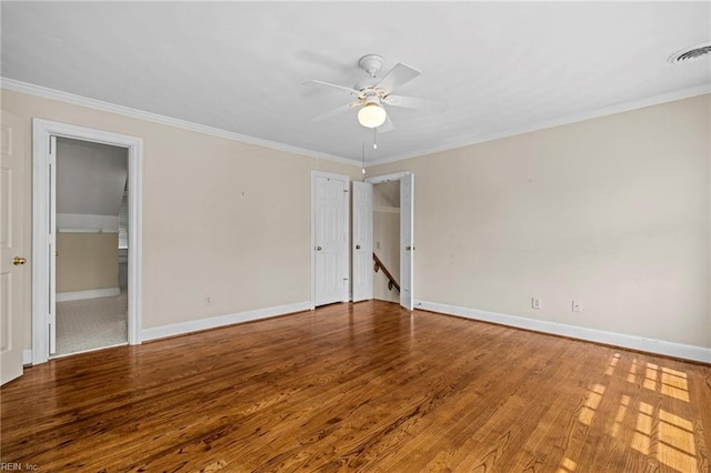 417 Peace Haven Dr, Norfolk, VA 23502 - unfurnished bedroom featuring wood finished floors, crown molding, and ceiling fan