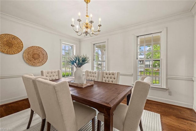 417 Peace Haven Dr, Norfolk, VA 23502 - dining room with a chandelier, ornamental molding, and wood finished floors