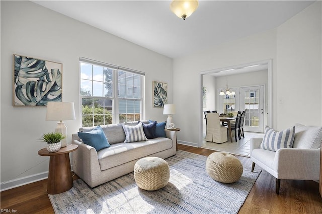 416 27th St, Virginia Beach, VA 23451 - living area featuring a chandelier, healthy amount of natural light, and wood finished floors