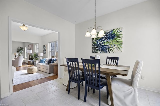 416 27th St, Virginia Beach, VA 23451 - dining space with a chandelier and light tile patterned flooring