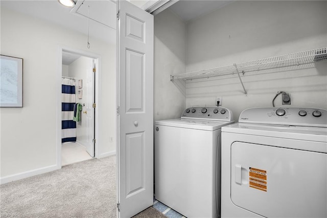 416 27th St, Virginia Beach, VA 23451 - washroom with attic access, washing machine and clothes dryer, and light carpet