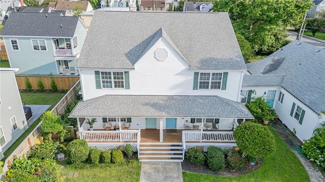 416 27th St, Virginia Beach, VA 23451 - view of front facade featuring covered porch, a residential view, and a shingled roof