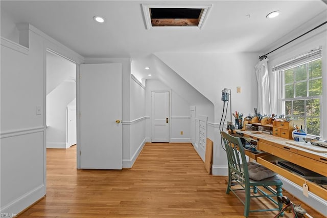 300 N Shore Rd, Norfolk, VA 23505 - office with light wood-type flooring, recessed lighting, and a workshop area