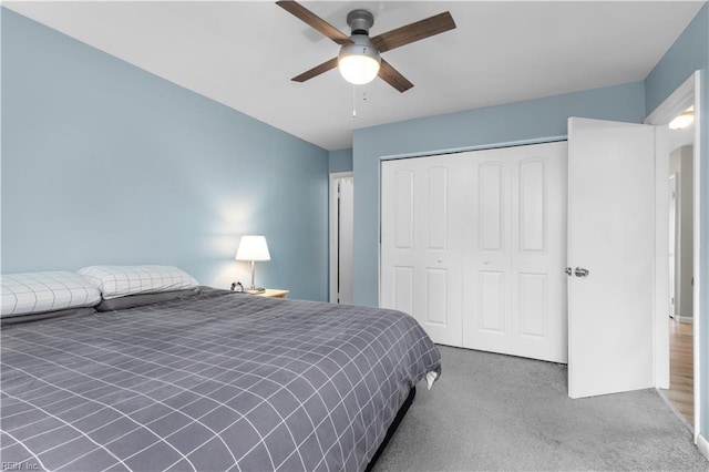 1601 Dominion Ct, Virginia Beach, VA 23453 - bedroom with carpet, a closet, and a ceiling fan
