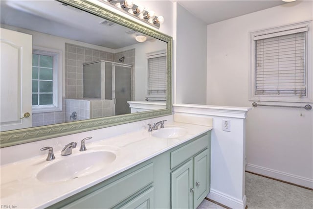 3248 Windsor Rdg, Williamsburg, VA 23188 - full bathroom featuring a shower stall and double vanity