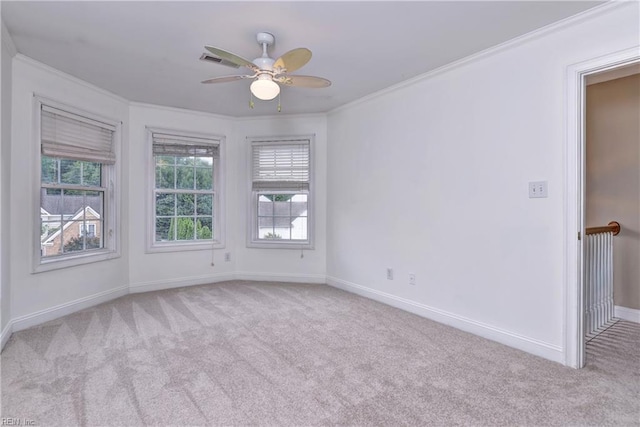 3248 Windsor Rdg, Williamsburg, VA 23188 - carpeted spare room featuring ornamental molding and ceiling fan