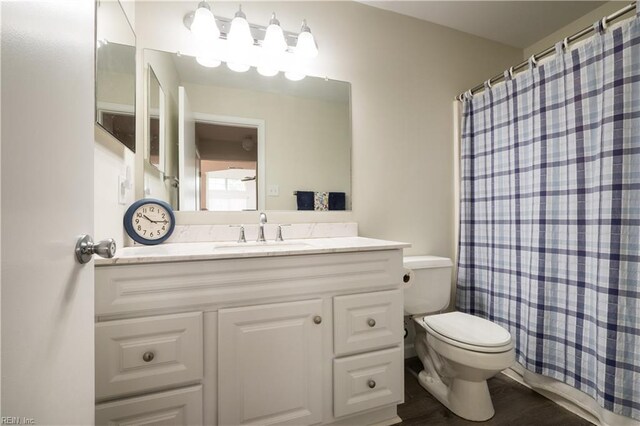 5088 Heathglen Cir, Virginia Beach, VA 23456 - full bathroom with vanity and a shower with shower curtain