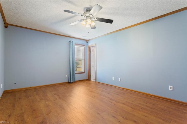 1121 Millay Ct, Virginia Beach, VA 23454 - empty room with ornamental molding, light wood finished floors, a ceiling fan, and a textured ceiling