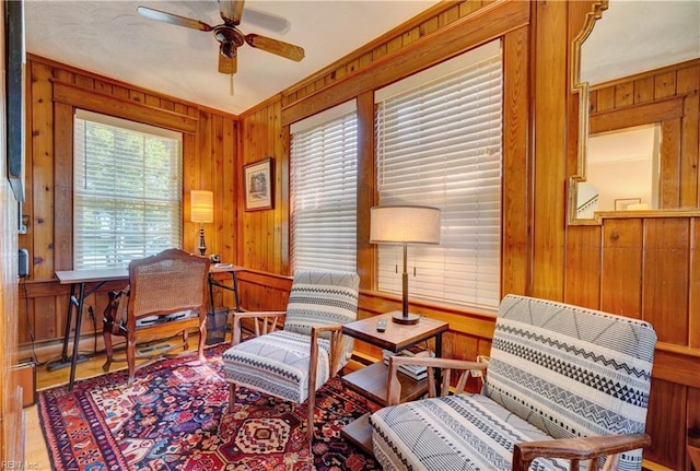 1357 Buckingham Ave, Norfolk, VA 23508 - sitting room featuring wood walls and a ceiling fan