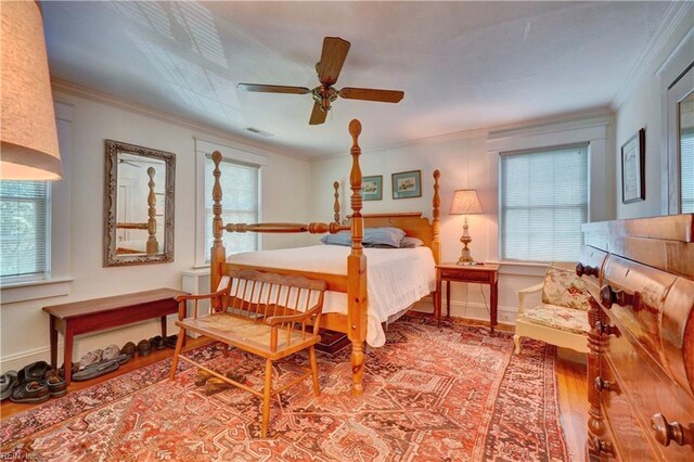 1357 Buckingham Ave, Norfolk, VA 23508 - bedroom with ornamental molding, wood finished floors, and ceiling fan