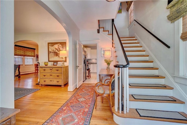 1357 Buckingham Ave, Norfolk, VA 23508 - stairway with arched walkways and wood finished floors