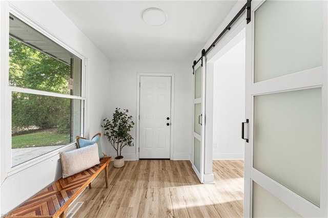 459 Dauphin Ln, Virginia Beach, VA 23452 - entryway featuring a barn door and wood finished floors