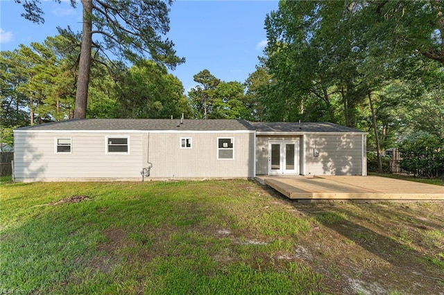 459 Dauphin Ln, Virginia Beach, VA 23452 - rear view of property with french doors, a deck, and view of wooded area