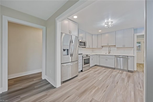 3332 Lusk St, Virginia Beach, VA 23464 - kitchen featuring stainless steel appliances, light wood-style flooring, light countertops, recessed lighting, and decorative backsplash