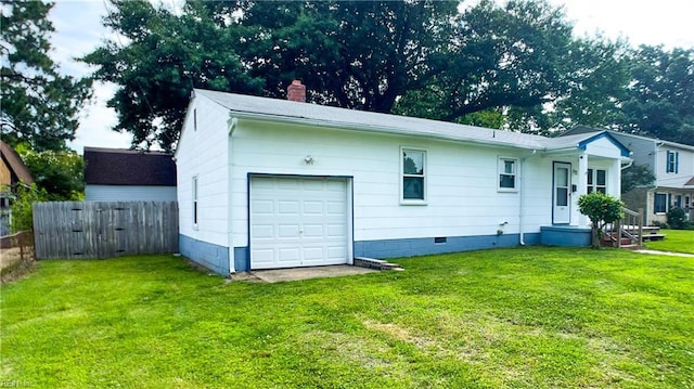 1220 E Balview Ave, Norfolk, VA 23503 - view of side of home with crawl space, a garage, and a chimney
