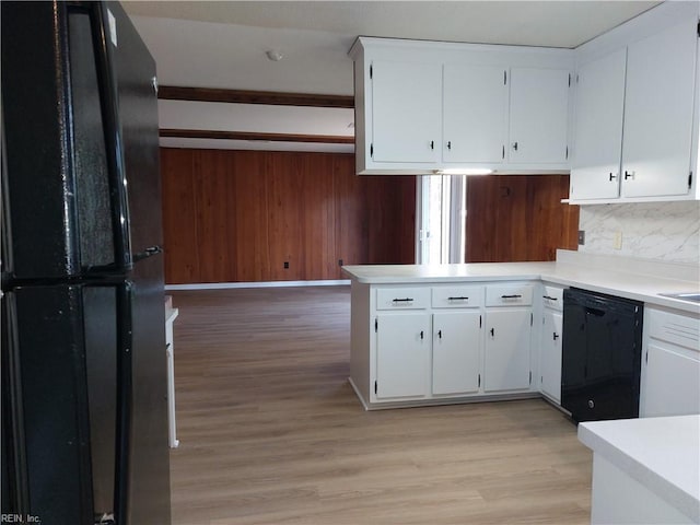 204 Devils Den Rd, Hampton, VA 23669 - kitchen with black appliances, light wood-style flooring, white cabinetry, and light countertops