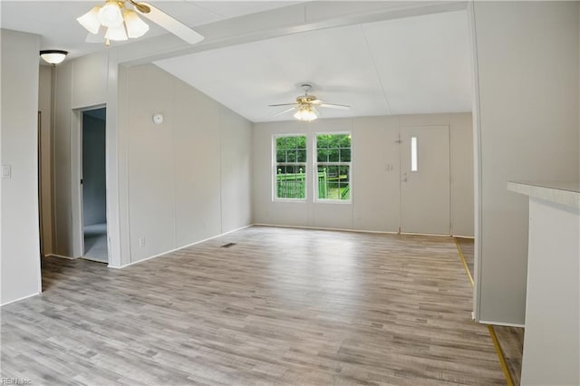 349 Pepper Cove Way, Susan, VA 23163 - unfurnished room with ceiling fan, wood finished floors, and vaulted ceiling