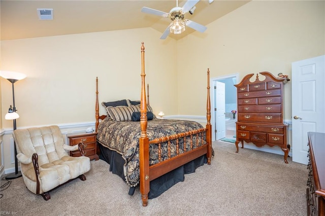 1040 Sanderson Rd, Chesapeake, VA 23322 - carpeted bedroom featuring vaulted ceiling, a ceiling fan, and wainscoting