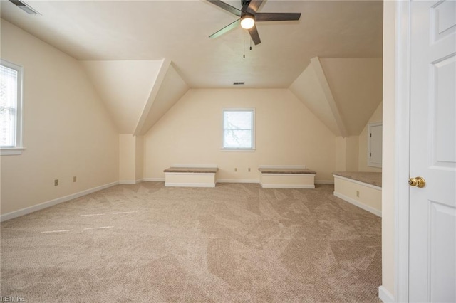 1040 Sanderson Rd, Chesapeake, VA 23322 - additional living space with light carpet, ceiling fan, and lofted ceiling