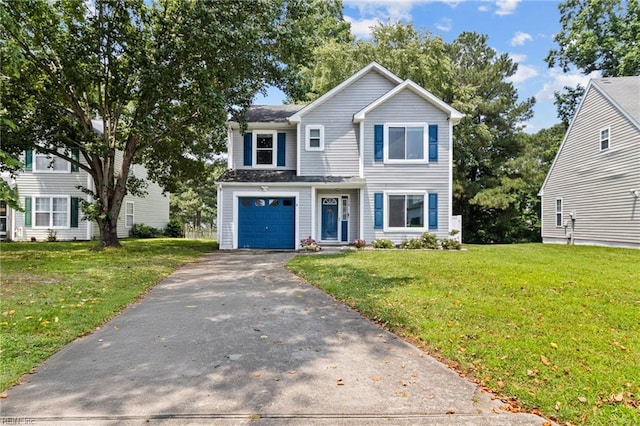 114 Lancelot Dr, Suffolk, VA 23434 - traditional-style house with driveway, a front lawn, and a garage