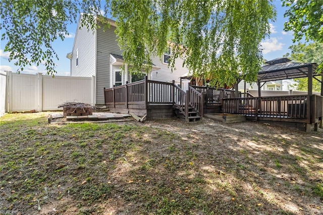 114 Lancelot Dr, Suffolk, VA 23434 - view of yard featuring a fire pit, a gazebo, and a deck