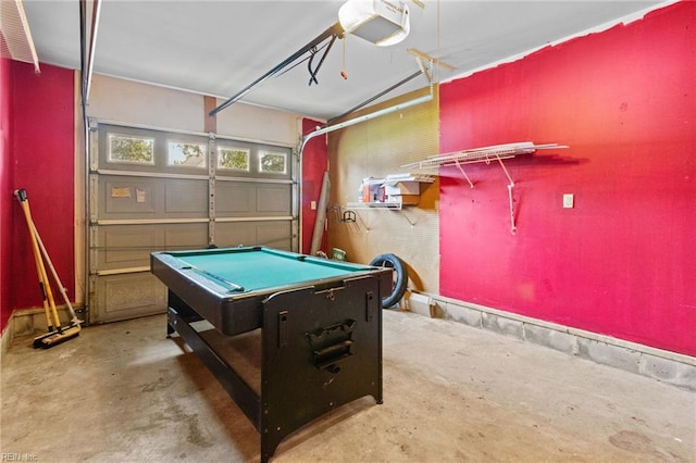 114 Lancelot Dr, Suffolk, VA 23434 - recreation room featuring a garage, billiards, and concrete flooring