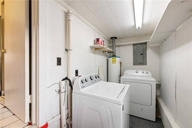 5813 Andrea Dr, Norfolk, VA 23518 - laundry room featuring gas water heater, independent washer and dryer, and electric panel