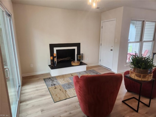 13031 Green Grove Ln, Newport News, VA 23608 - living room featuring a fireplace with raised hearth and wood finished floors
